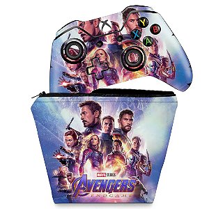 KIT Capa Case e Skin Xbox One Fat Controle - Vingadores Ultimato Endgame