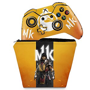 KIT Capa Case e Skin Xbox One Fat Controle - Mortal Kombat 11