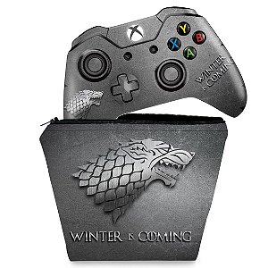 KIT Capa Case e Skin Xbox One Fat Controle - Game Of Thrones Stark