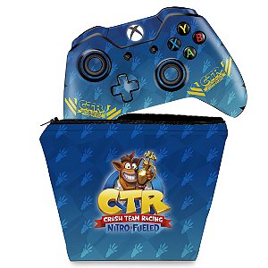 KIT Capa Case e Skin Xbox One Fat Controle - Crash Team Racing CTR