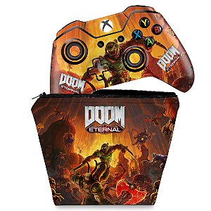 KIT Capa Case e Skin Xbox One Fat Controle - Doom Eternal