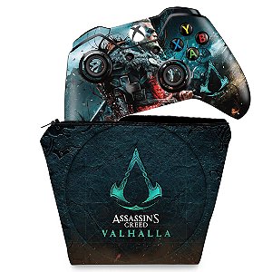 KIT Capa Case e Skin Xbox One Fat Controle - Assassin's Creed Valhalla