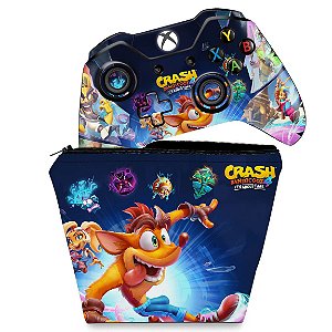 KIT Capa Case e Skin Xbox One Fat Controle - Crash Bandicoot 4