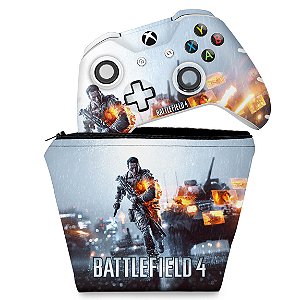 KIT Capa Case e Skin Xbox One Slim X Controle - Battlefield 4