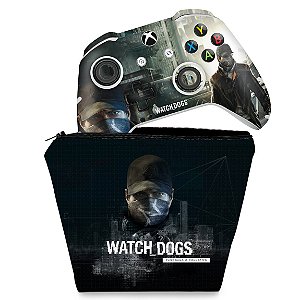 KIT Capa Case e Skin Xbox One Slim X Controle - Watch Dogs