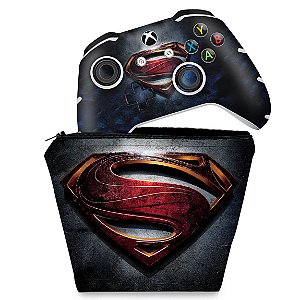 KIT Capa Case e Skin Xbox One Slim X Controle - Superman - Super Homem