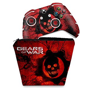 KIT Capa Case e Skin Xbox One Slim X Controle - Gears of War - Skull