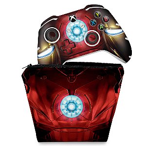 KIT Capa Case e Skin Xbox One Slim X Controle - Iron Man - Homem de Ferro