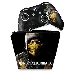 KIT Capa Case e Skin Xbox One Slim X Controle - Mortal Kombat X