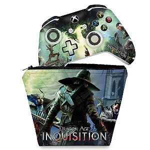 KIT Capa Case e Skin Xbox One Slim X Controle - Dragon Age Inquisition
