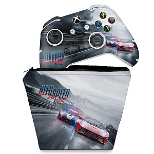 KIT Capa Case e Skin Xbox One Slim X Controle - Need for Speed Rivals