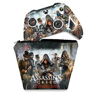 KIT Capa Case e Skin Xbox One Slim X Controle - Assassin's Creed Syndicate