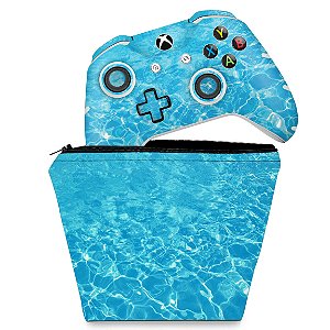 KIT Capa Case e Skin Xbox One Slim X Controle - Aquático Água