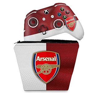 KIT Capa Case e Skin Xbox One Slim X Controle - Arsenal Football Club