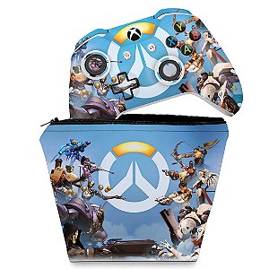 KIT Capa Case e Skin Xbox One Slim X Controle - Overwatch