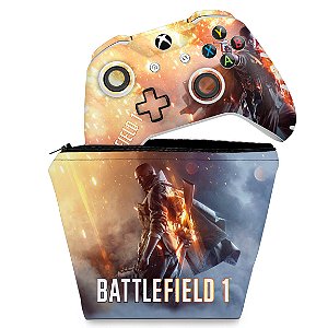 KIT Capa Case e Skin Xbox One Slim X Controle - Battlefield 1