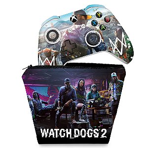 KIT Capa Case e Skin Xbox One Slim X Controle - Watch Dogs 2