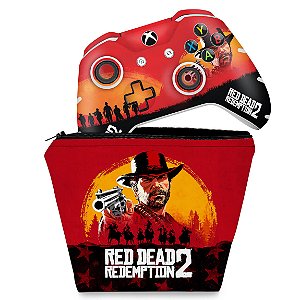 KIT Capa Case e Skin Xbox One Slim X Controle - Red Dead Redemption 2