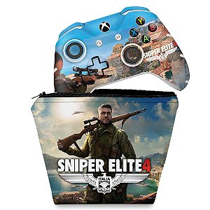 KIT Capa Case e Skin Xbox One Slim X Controle - Sniper Elite 4