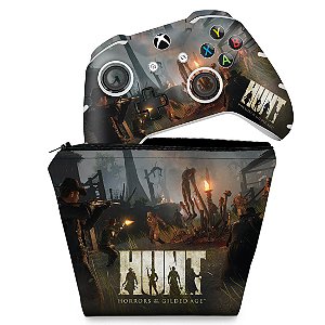 KIT Capa Case e Skin Xbox One Slim X Controle - Hunt: Horrors of the Gilded Age