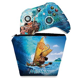 KIT Capa Case e Skin Xbox One Slim X Controle - Disney Moana