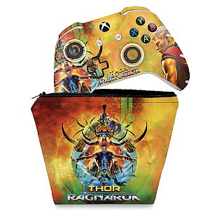 KIT Capa Case e Skin Xbox One Slim X Controle - Thor Ragnarok