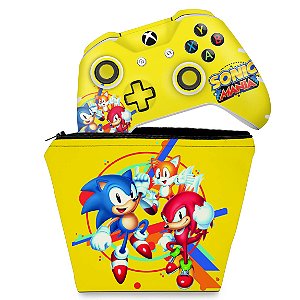 KIT Capa Case e Skin Xbox One Slim X Controle - Sonic Mania