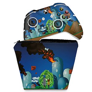 KIT Capa Case e Skin Xbox One Slim X Controle - Rick And Morty Mario