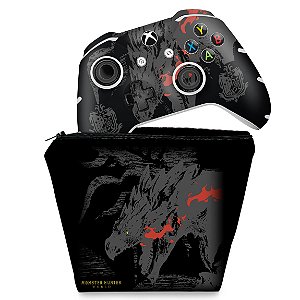 KIT Capa Case e Skin Xbox One Slim X Controle - Monster Hunter Edition