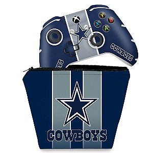 KIT Capa Case e Skin Xbox One Slim X Controle - Dallas Cowboys NFL