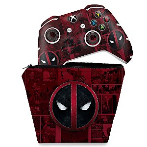 KIT Capa Case e Skin Xbox One Slim X Controle - Deadpool Comics