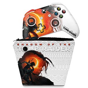 KIT Capa Case e Skin Xbox One Slim X Controle - Shadow Of The Tomb Raider