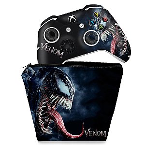 KIT Capa Case e Skin Xbox One Slim X Controle - Venom