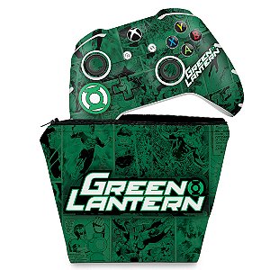 KIT Capa Case e Skin Xbox One Slim X Controle - Lanterna Verde Comics