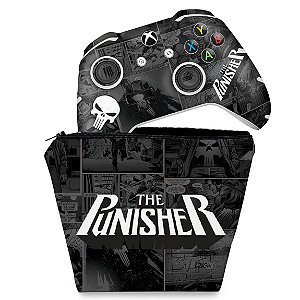 KIT Capa Case e Skin Xbox One Slim X Controle - The Punisher Justiceiro Comics