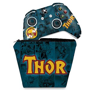KIT Capa Case e Skin Xbox One Slim X Controle - Thor Comics
