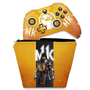 KIT Capa Case e Skin Xbox One Slim X Controle - Mortal Kombat 11