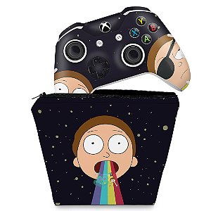 KIT Capa Case e Skin Xbox One Slim X Controle - Morty Rick and Morty