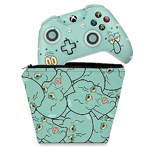 KIT Capa Case e Skin Xbox One Slim X Controle - Lula Molusco Bob Esponja