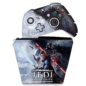 KIT Capa Case e Skin Xbox One Slim X Controle - Star Wars Jedi Fallen Order