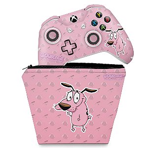 KIT Capa Case e Skin Xbox One Slim X Controle - Coragem: O cão covarde