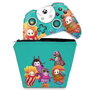 KIT Capa Case e Skin Xbox One Slim X Controle - Fall Guys