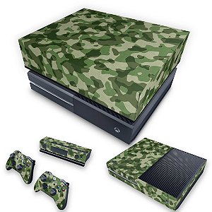 KIT Xbox One Fat Skin e Capa Anti Poeira - Camuflado Verde