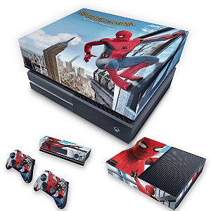 KIT Xbox One Fat Skin e Capa Anti Poeira - Homem Aranha - Spiderman Homecoming