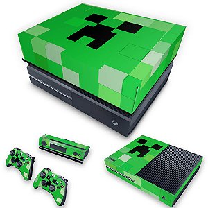 KIT Xbox One Fat Skin e Capa Anti Poeira - Creeper Minecraft