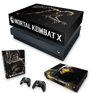 KIT Xbox One X Skin e Capa Anti Poeira - Mortal Kombat X
