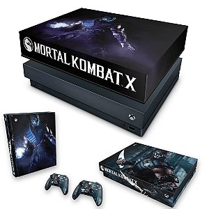 KIT Xbox One X Skin e Capa Anti Poeira - Mortal Kombat X - Subzero