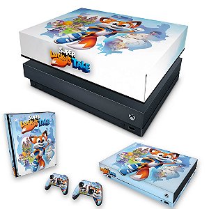 KIT Xbox One X Skin e Capa Anti Poeira - Super Lucky's Tale