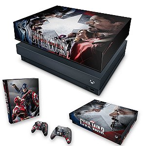 KIT Xbox One X Skin e Capa Anti Poeira - Capitão America - Guerra Civil