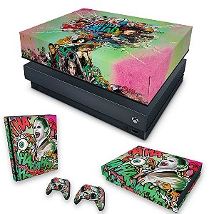 KIT Xbox One X Skin e Capa Anti Poeira - Esquadrão Suicida #B